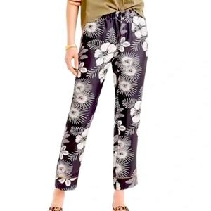 J. Crew Pull-On Easy Silk Pants Floral Size 8 NWT